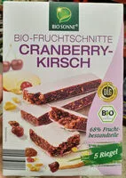 Mängden socker i Bio Sonne Bio fruchtschnitte Cranberry kirsch