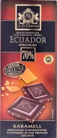 Mängden socker i Éclats de caramel 70% cacao - Chocolat noir