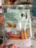 Mängden socker i Organic wholegrain breadsticks with tomato