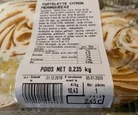 Mängden socker i tarte au citron meringuee