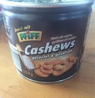 Mängden socker i Cashews geröstet und gesalzen