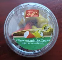 Mängden socker i Pikante, rote und grüne Paprika gefüllt mit Frischkäse