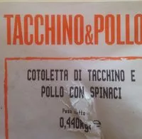 Mängden socker i Cotoletta di tacchino e pollo con spinacci