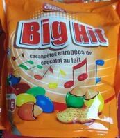 Mängden socker i Big Hit cacahuètes enrobées de chocolat au lait