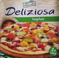 Mängden socker i Pizza Veggie with vegetables and black olives
