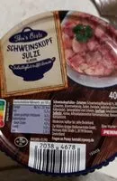 Mängden socker i Schweinskopfsülze