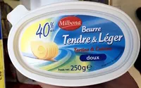 Mängden socker i Beurre Tendre & Léger 40% MG doux