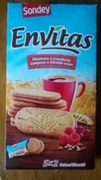 Mängden socker i Envitas - Biscuits aux céréales avec fourrages aux framboises et aux airelles