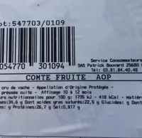 Mängden socker i Comté