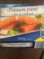 Mängden socker i Poisson pané Filet de cabillaud