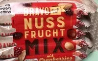 Mängden socker i Bravo Nuss Frucht Mix mit Cranberries
