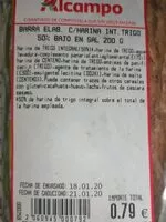 Mängden socker i Barra pan integral y baja en sal