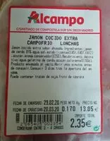 Mängden socker i Jamón cocido extra Alcampo