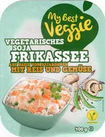 Mängden socker i Vegetarisches Soja Frikassee auf Basis von Sojabohnen mit Reis und Gemüse