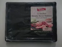 Mängden socker i 12 smoked streaky bacon rashers