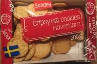 Mängden socker i Crispy oat cookies havreflarn