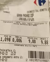 Mängden socker i Grana Padano dop