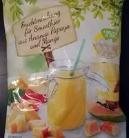 Mängden socker i Fruchtmischung für Smoothies aus Ananas, Papaya und Mango
