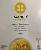 Mängden socker i Spaghetti Carbonara, avec œuf et bacon