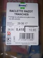 Mängden socker i Raclette Mazot Tranches