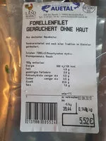 Mängden socker i Forellenfilet geräuchert ohne Haut