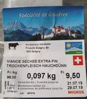 Mängden socker i Viande séchée extra fin de Gruyère