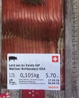 Mängden socker i Lard sec du Valais IGP