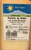 Mängden socker i Raclette de brebis