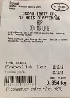 Mängden socker i Ossau Iraty CPE 12 mois d'affinage