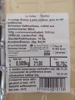 Mängden socker i Fromage Raclette Le Corbier