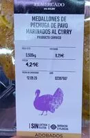 Mängden socker i Medallones de pechuga de pavo marinados  curry