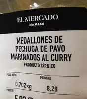 Mängden socker i Medallones de pechuga de pavo marinados al curry