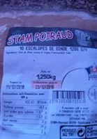 Mängden socker i 10 escalopes de dinde 120 g S/V