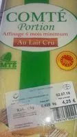 Mängden socker i Comté  au lait cru 6 mois affinage