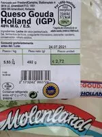 Mängden socker i Queso gouda Holland (IGP)