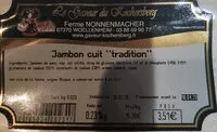 Mängden socker i Jambon cuit "tradition"