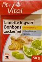 Mängden socker i Limette Ingwer Bonbons zuckerfrei mit Vitamin C