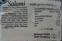 Mängden socker i Salami, mild geräuchert