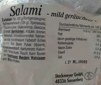 Mängden socker i Salami, eingeschweißte Endstücke, mild geräuchert