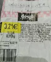 Mängden socker i Saucisson cuit à l ail