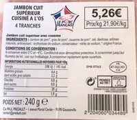 Mängden socker i Jambon cuit superieurcuisine à l’os