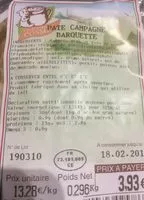 Mängden socker i Paté de campagne