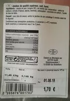 Mängden socker i Jambon traditionnel fumé au bois de hêtre