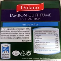 Mängden socker i Jambon cuit fumé