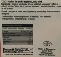Mängden socker i Jambon Cuit Fumé