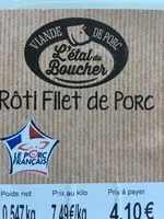 Mängden socker i Roti filet de porc