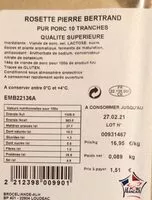 Mängden socker i Rosette Pierre Bertrand