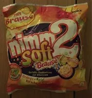 Mängden socker i Nimm2 Soft Brause, Zitrone, Orange, Kirsche, Apfel
