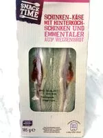 Mängden socker i Schinken-Käse mit Hinterkochschinken und Emmentaler auf Weizenbrot