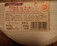 Mängden socker i Reblochon de Savoie